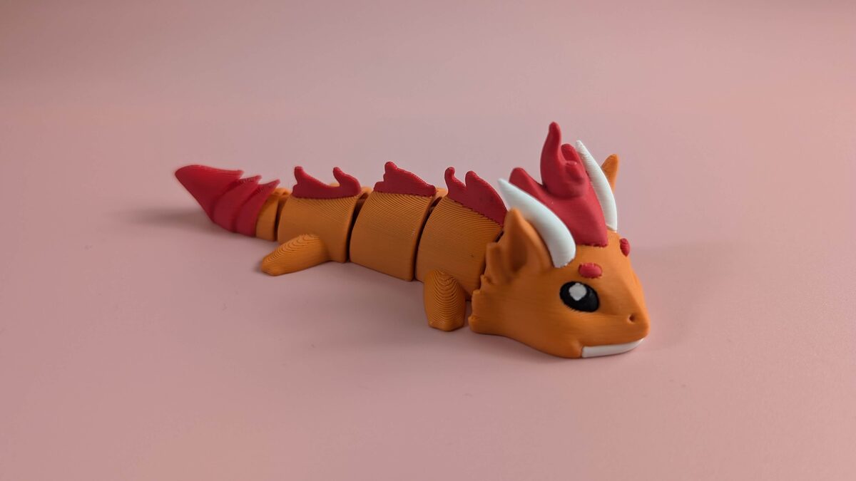 FIRE DRAGON - ARTICULATED FIGURE KEYCHAIN Side View Right